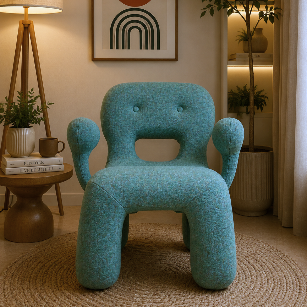 Sculpted boucle armchair