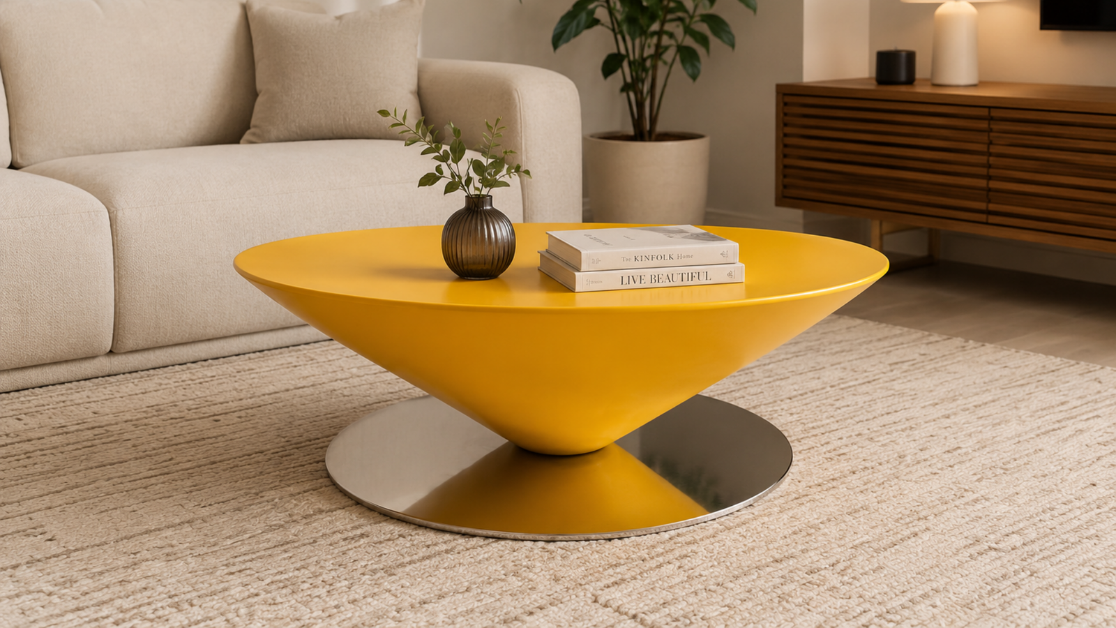 Conical lacquered coffee table