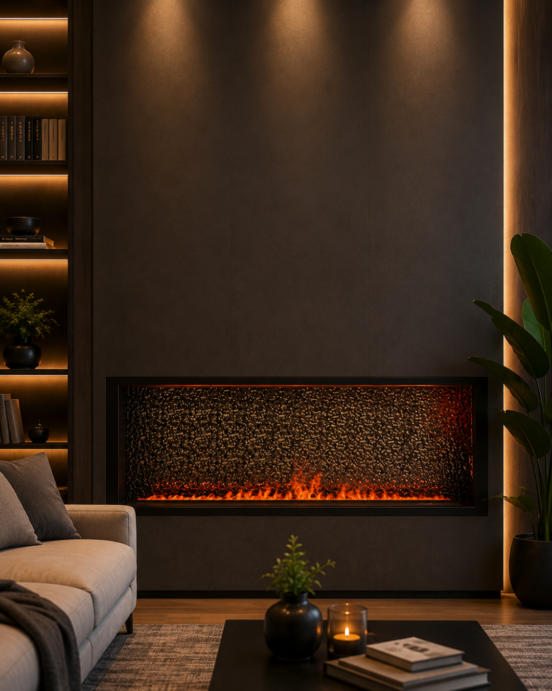 Built-in linear electric fireplace